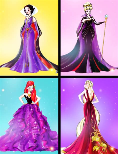 Princess Dressed In Their Villains Gowns Disney Villains Disney