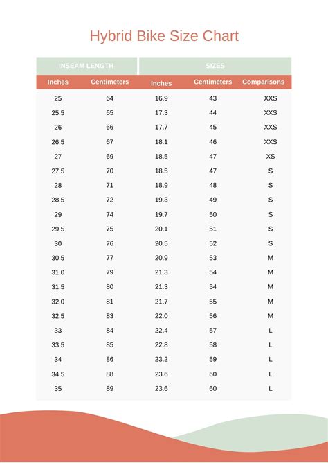 Hybrid Bike Size Chart In Portable Documents Download