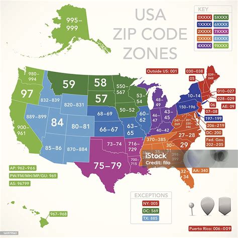 Usa Zip Code Map Stock Illustration Download Image Now Map Postal