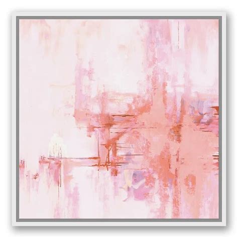 Blush Pink Abstract Floater Frame Graphic Art On Canvas Pink