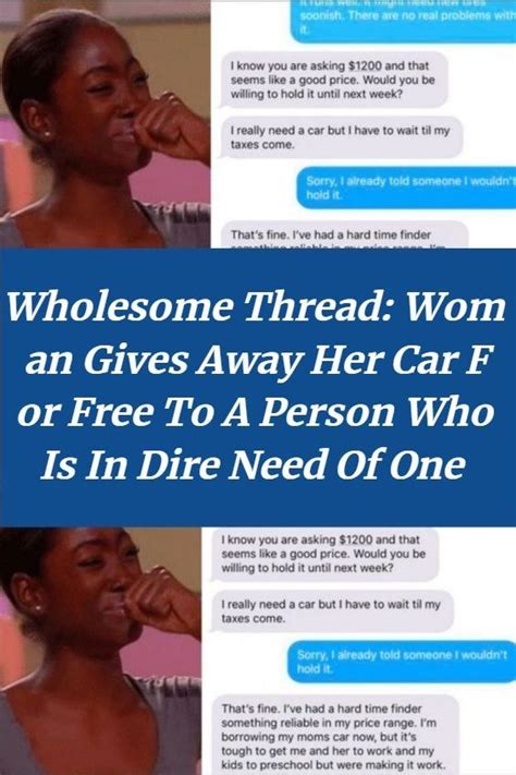 Wholesome Thread Woman Gives Away Her Car For Free To A Person Who Is In Dire Need Of One In