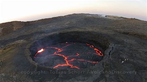 Fly Over An Active Lava Lake Erta Ale Volcano Ethiopia Youtube
