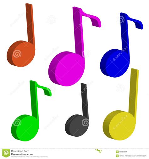 3d Color Notes Isolated On White Background Music Stock Vector