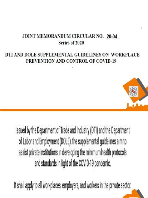 Dti And Dole Supplemental Guidelines On Workplace Pdf