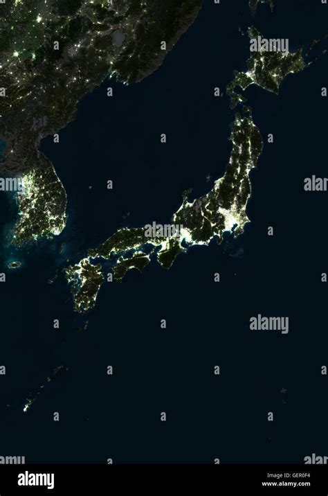 Satellite Image Of Japan At Night This Satellite Image Shows Urban And