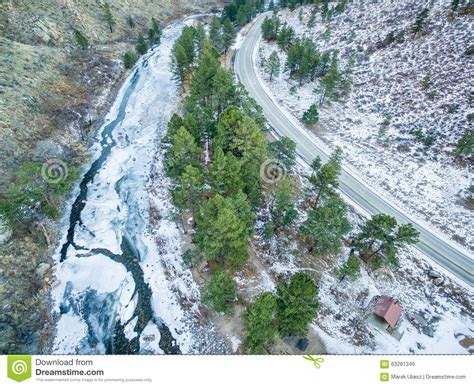 Poudre River Canyon Aerial View Stock Image Image Of Winter Aerial