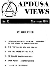 Apdusa Views November 1986 South African History Online