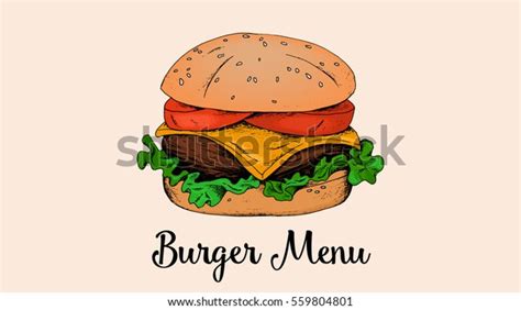 burger menuvector illustration burger retro sketch stock vector royalty
