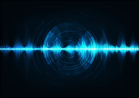 Blue music sound waves. Audio technology, musical pulse. 607046 Vector ...