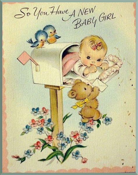 New Baby Baby Clip Art Baby Art Vintage Greeting Cards Vintage