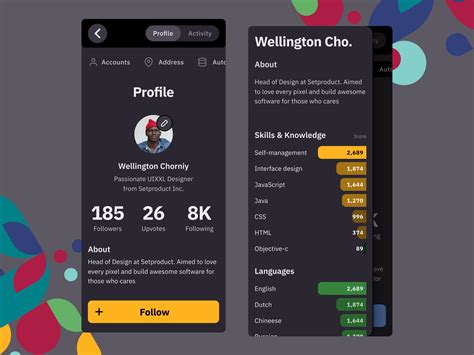 S8 Figma Design System Profile Template Mobile Ui By Setproduct On