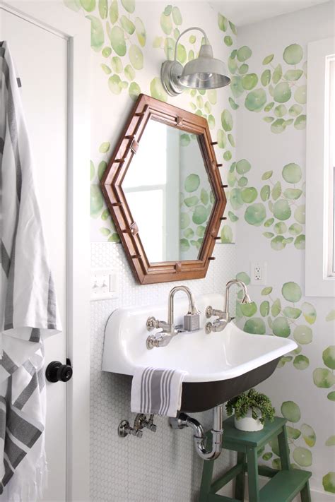 Diy Home Guest Bathroom Makeover With Removable Wallpaper Tile