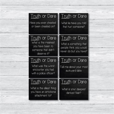 48 Printable Truth Or Dare Cards Truth Or Dare Party Cards Etsy