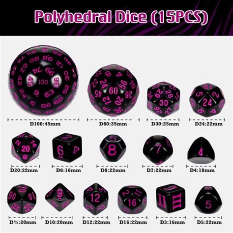 Pieces Complete Polyhedral Dice Set D D Spherical RPG Dice Set In Opaque Black Sides