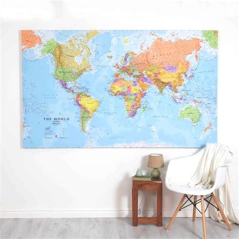 Huge World Wall Map Political Canvas