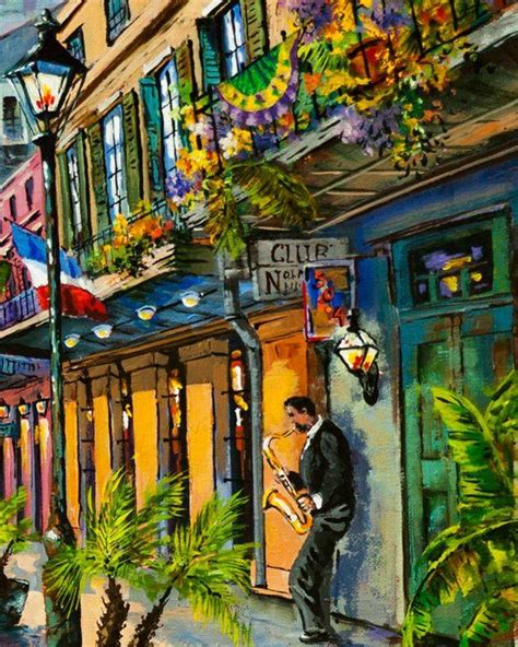 New Orleans Art Jazz Sax Exchange Alley Impressionist Street Etsy In