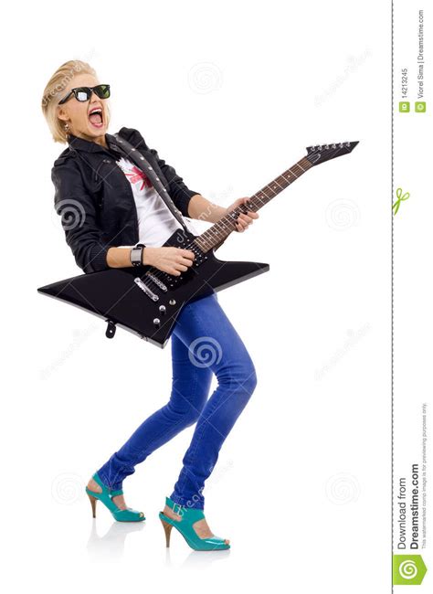 Screaming Girl Playing Guitar Stock Image Image Of Entertainer