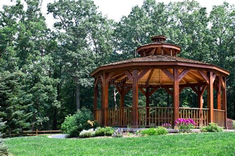 Landscaping Around Gazebo Stock Photo Image Of Benches 1212694