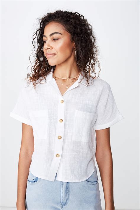 Erin Short Sleeve Shirt White Cotton On Shirts