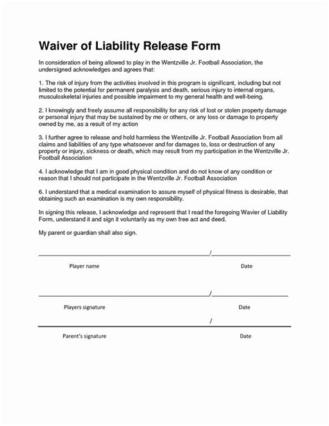 Liability Waiver Form Template Free Unique Liability Release Form Form