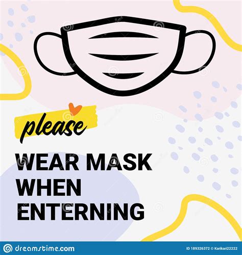 Please Wear Mask When Entering Yellow Warning Sign Modern Poster For