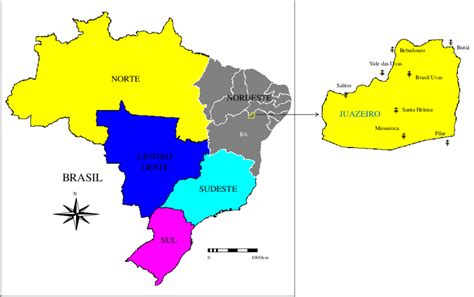 Localização Do Município De Juazeiro Estado Da Bahia Brasil E
