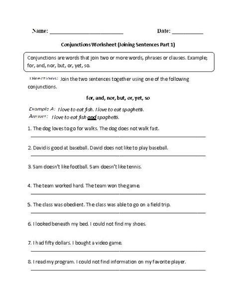Study guide for chapter 5 other parts of speech and review (8th grade).doc view download 29k: Englishlinx.com | Conjunctions Worksheets | Conjunctions ...