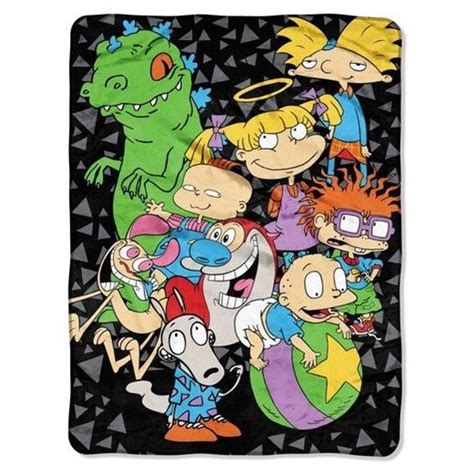 90s Nickelodeon Ren And Stimpy Rugrats Hey Arnold Plush Throw Blanket