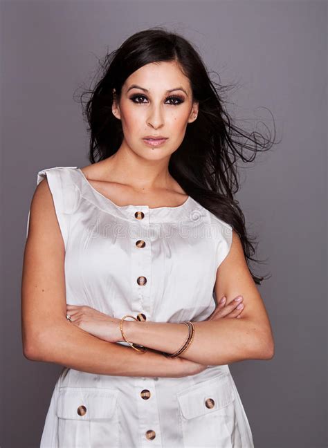 Beautiful Fashion Model In White Dress Stock Image Image Of