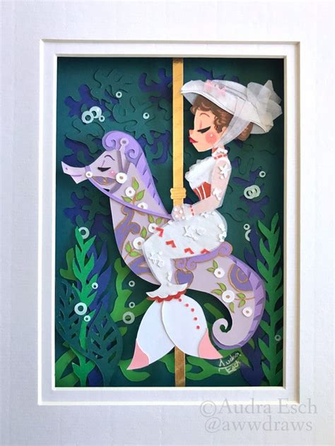Mary Poppins Mermaid And Carousel Seahorse 8 X 10 Inches Etsy