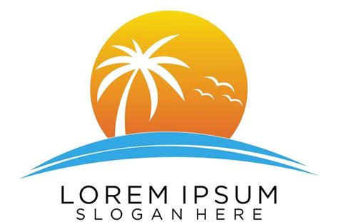 Premium Vector Sunset Beach Logo Illustration