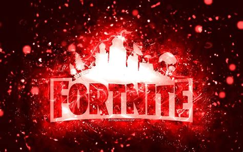 Download Wallpapers Fortnite Red Logo 4k Red Neon Lights Creative