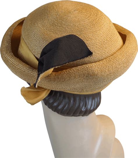 vintage 30 s deadstock mustard straw hat by ilten hats shop thrilling