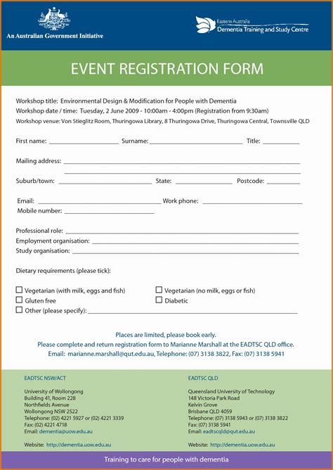 Free Printable Event Registration Form Printable Forms Free Online