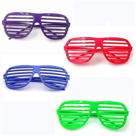 8 pairs party shutter shading glasses neon color shutter glasses party slotted sunglasses retro