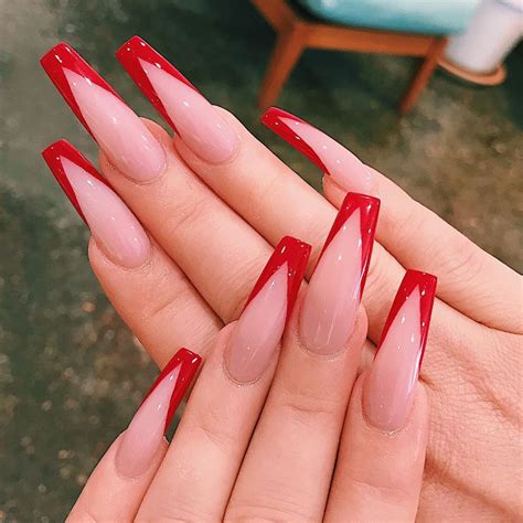 Red Chrome French Tip Nails Molly Nails