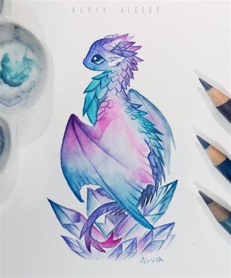 Crystal Dragon By Alviaalcedo On Deviantart Cute Dragon Drawing