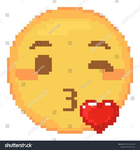Pixel Art Kiss Emoji Retro Pixel Emoticon Royalty Free Stock Vector