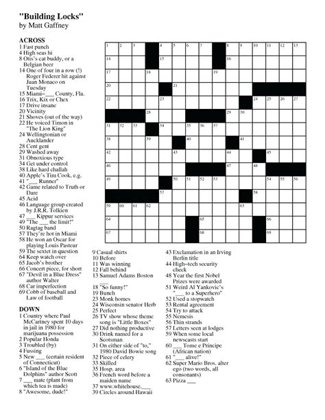 Easy Printable Crossword Puzzles For Beginners Easy Printable