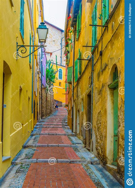 A Narrow Street In The Old Town Of Menton France Stock Image Image