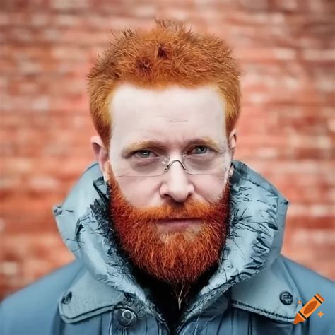 Portrait Of A Stylish Red Haired Man In A Winter Jacket
