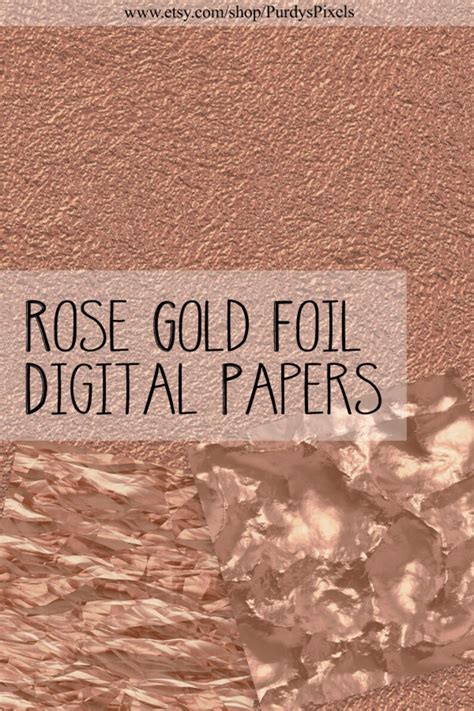 Digital Rose Gold Foil Paper Pack 9 Seamless Metallic Rose Etsy