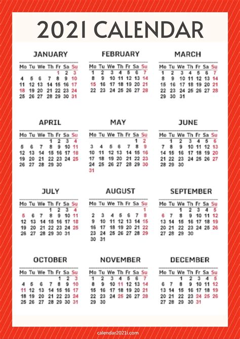 A4 Size 2021 Calendar Printable Templates Template Printable 2021