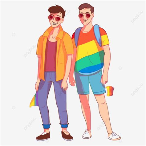 Gay Pride Clipart Two Gay People Standing Together Cartoon Vector Gay