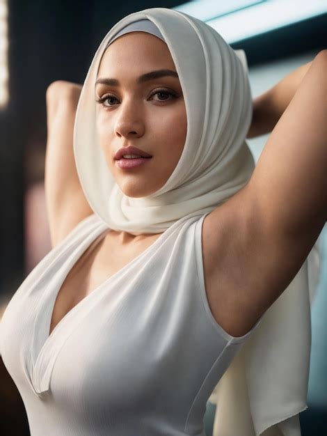 Premium Photo Portrait Of A Beautiful Sexy Woman Wearing The Hijab And Showing Her Armpit