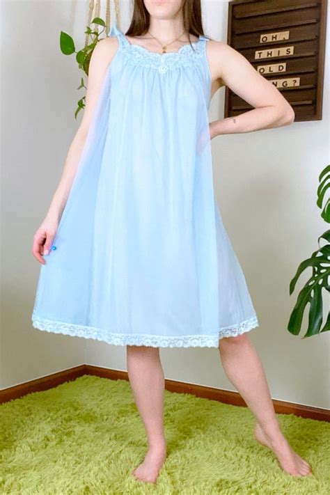 60s Vintage Baby Blue Babydoll Nightdress With La Nuuly Thrift