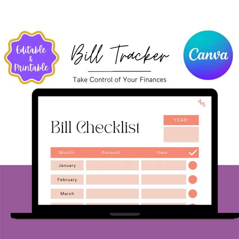 Bill Tracker Bill Planner Printable Bill Payment Bill Tracker
