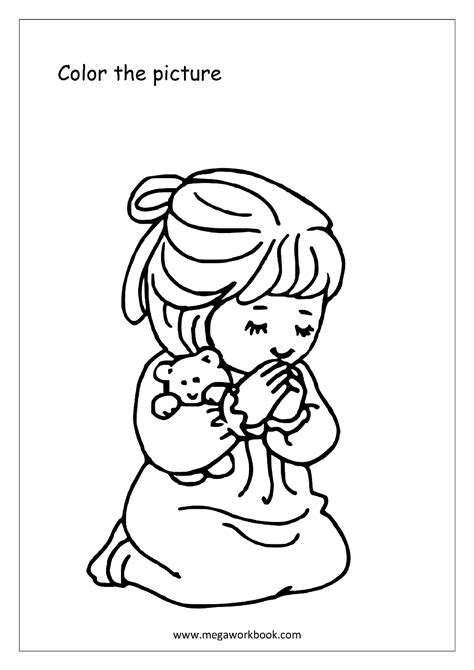 Coloring pages prayer | coloring page praying children to color. Free Coloring Sheets - Miscellaneous - MegaWorkbook