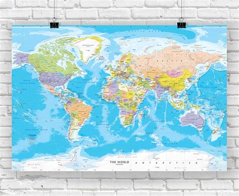 World Political Wall Map Small Size Xyz Maps