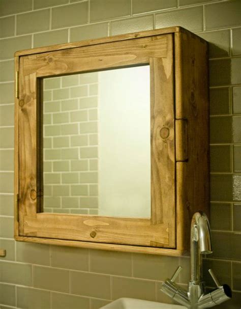 Bathroom Medicine Mirror Cabinet Rustic Natural Wood Wall Etsy Uk